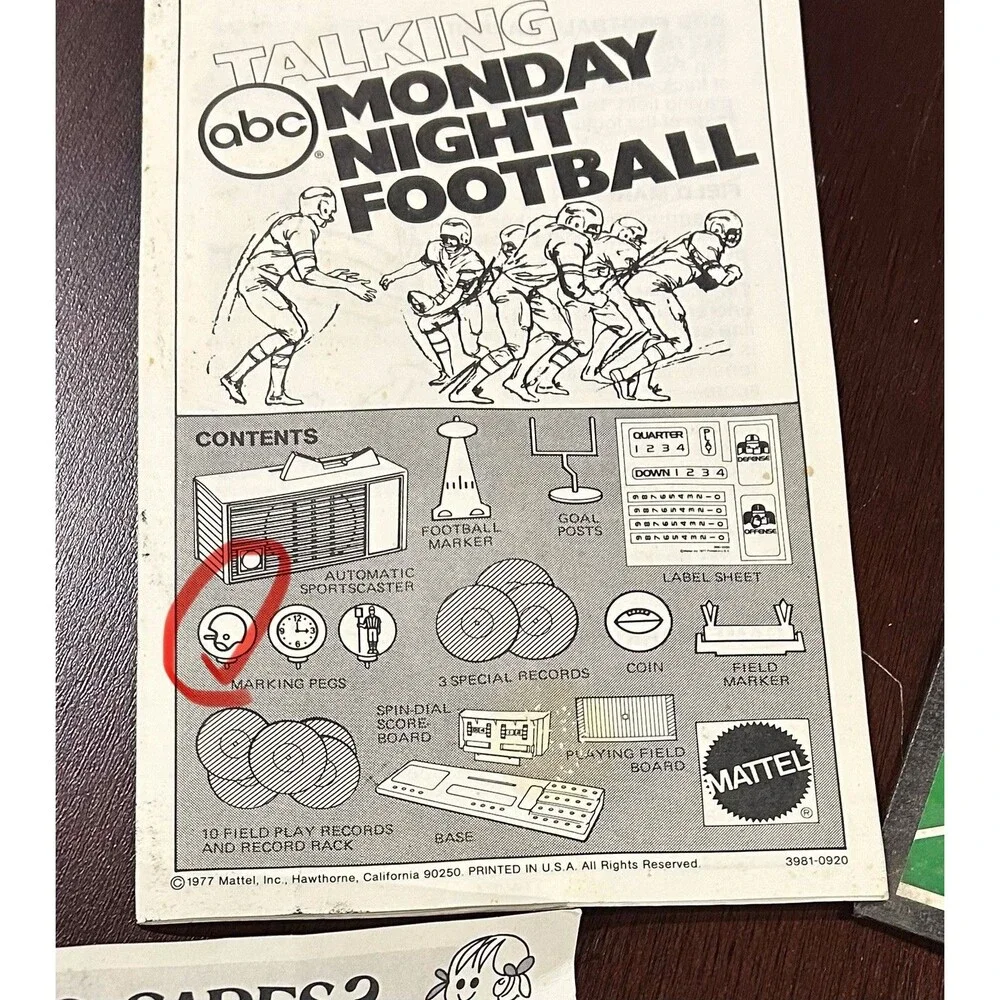 1977 Mattel ABC Talking Monday Night Football Call The Play Sportscaster Game